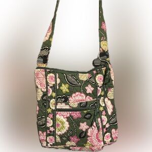 Vera Bradley Floral Shoulder Bag in Green and Pink